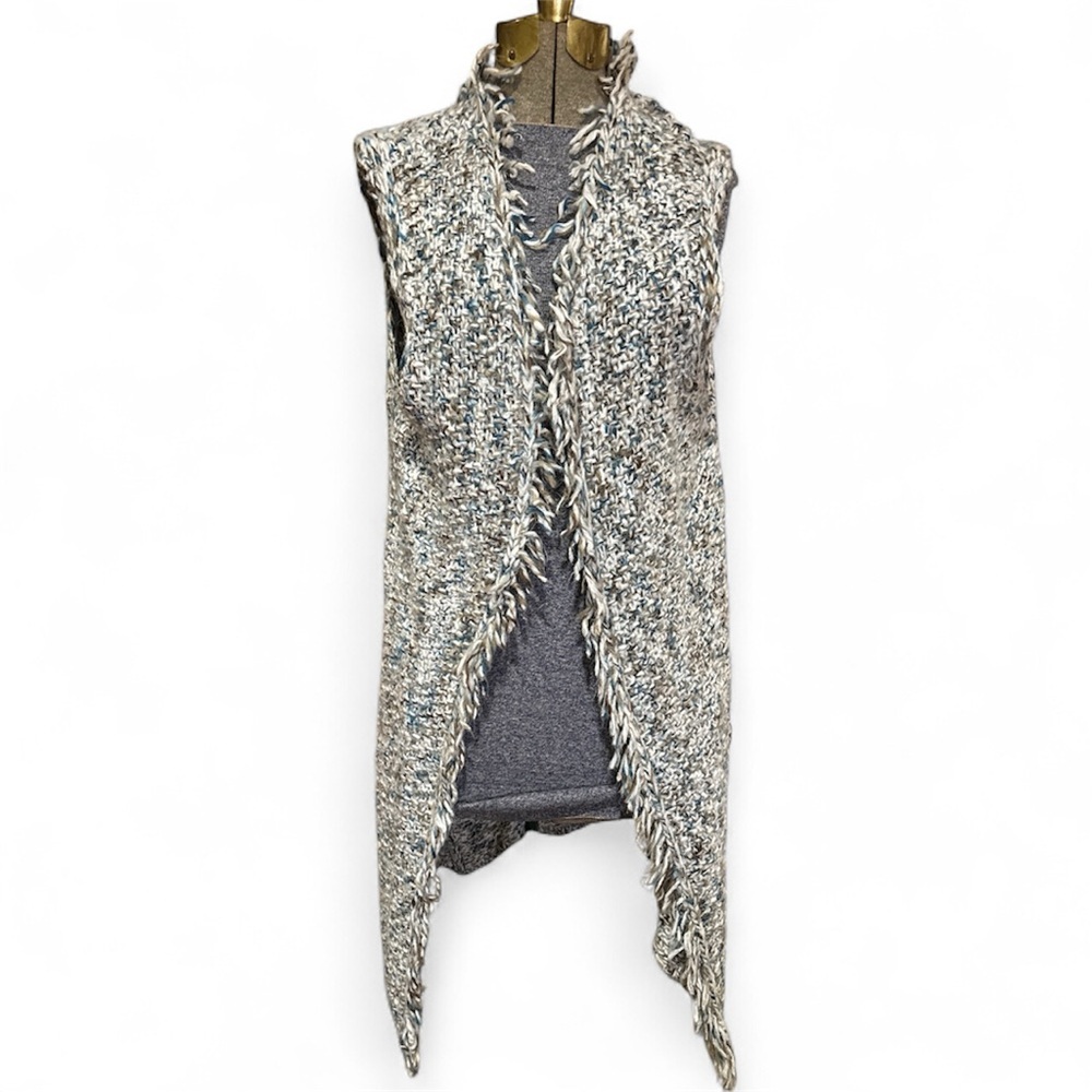 Chico's Textured Knit Vest in Gray and Cream